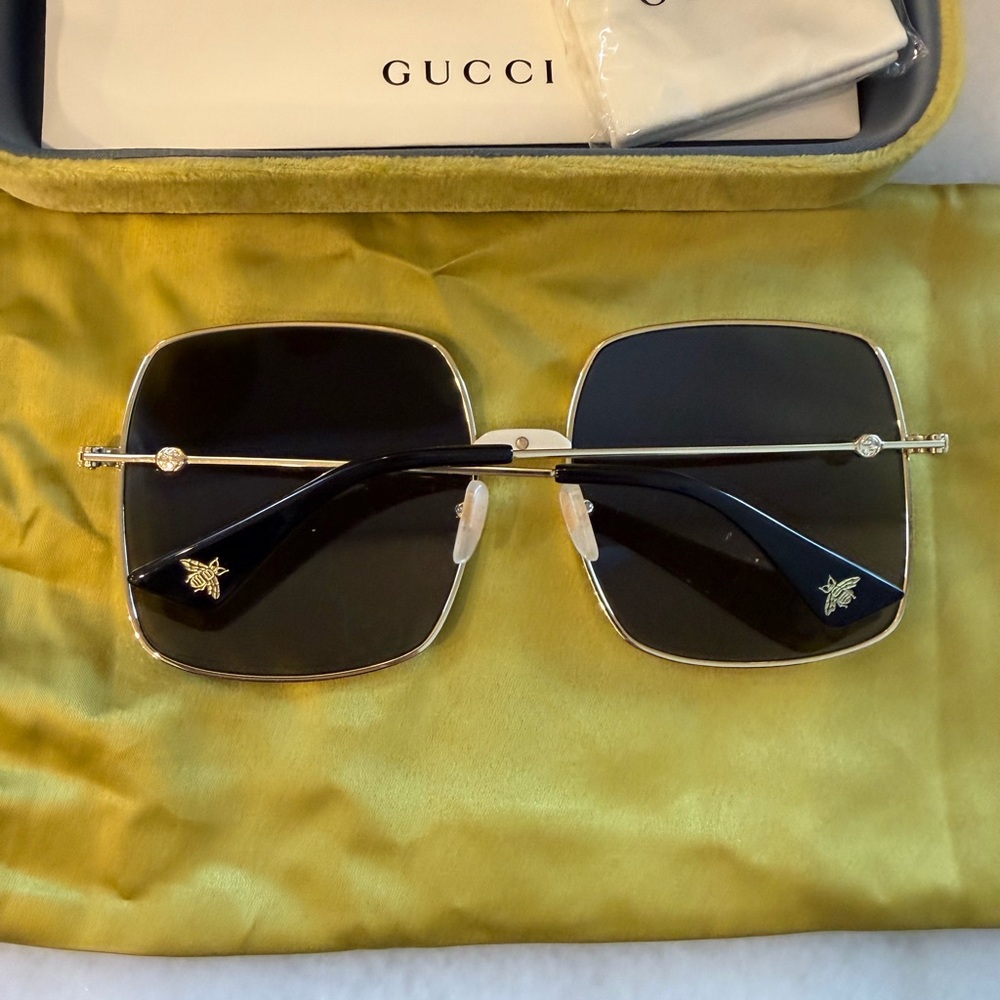 Gucci Metal Rectangular Frame Sunglasses GG0414S … - image 3